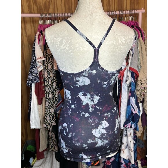 Lululemon Power Y Tank *Luon Static Blossom Multi Size 4 Black Fitted - Picture 6 of 8